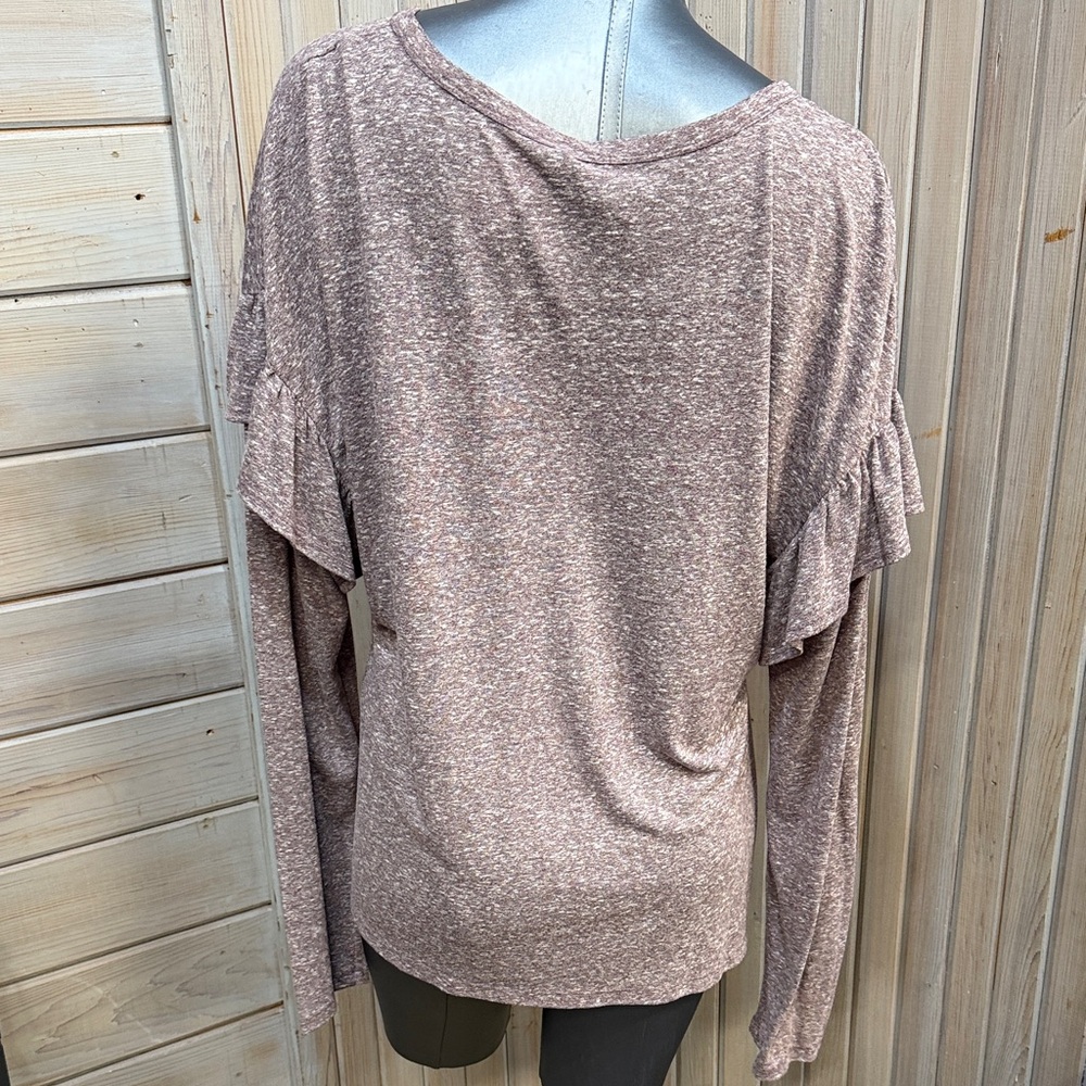 Time and Tru Women's Heathered Mauve Long Sleeve Top - Picture 3 of 5